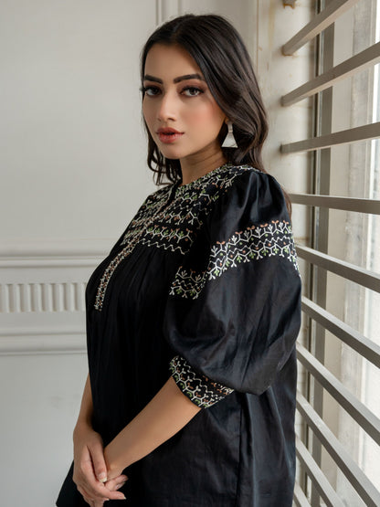 Black Embroidered Top