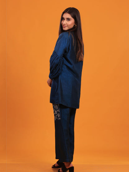 Embroidered Blue Shirt Pants