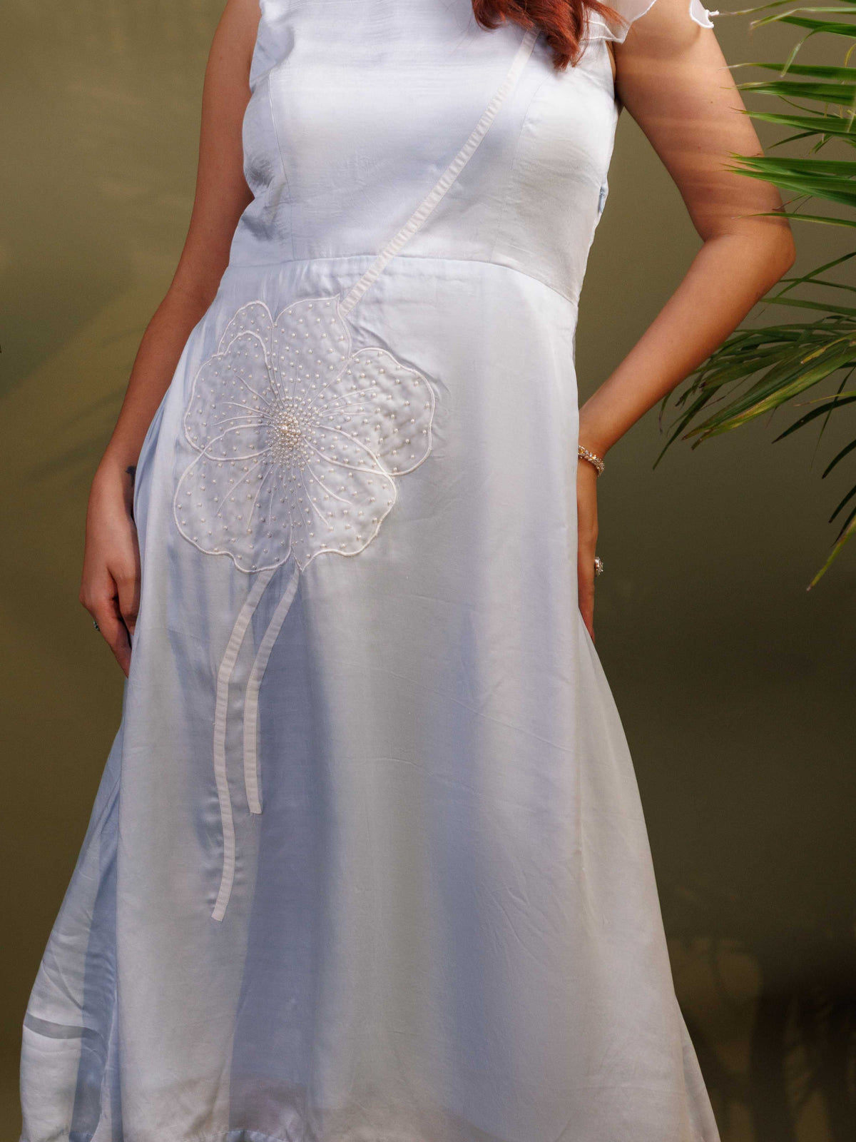White Floral Appliqué Dress
