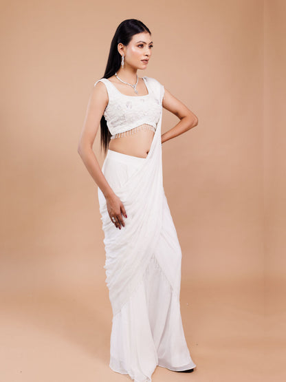 White Drape Saree