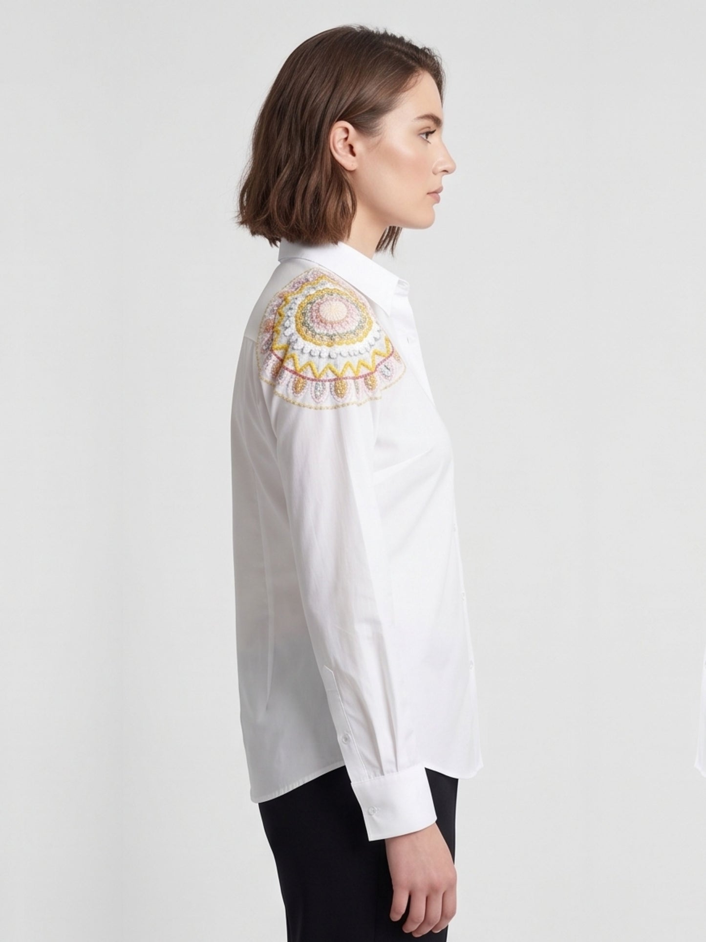 White Mandla Art Cotton Shirt