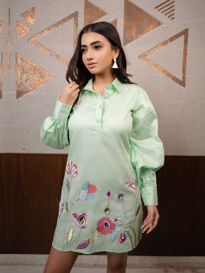 Light Green Embroidered Dress