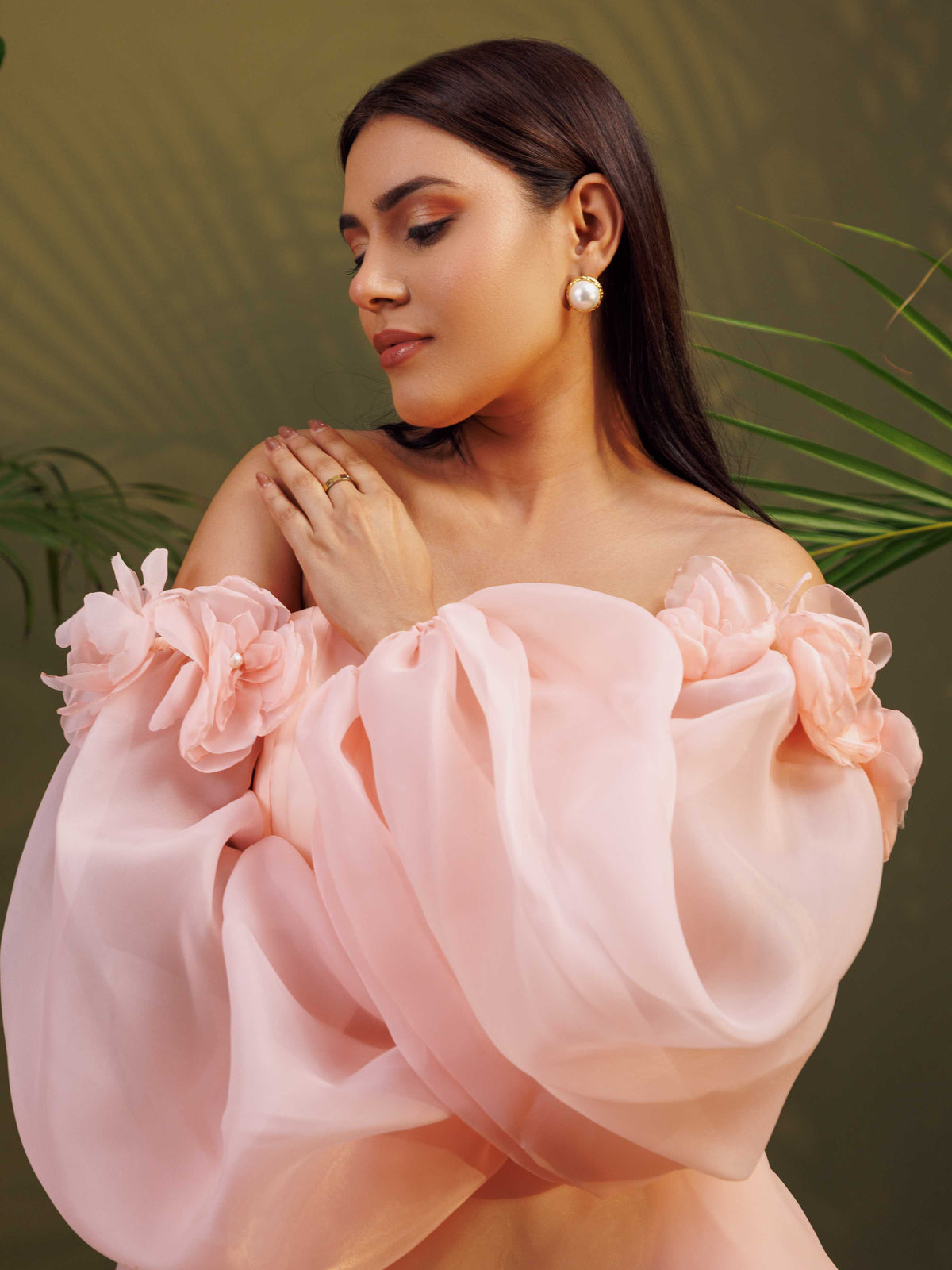 Peach Off-Shoulder Mini Dress