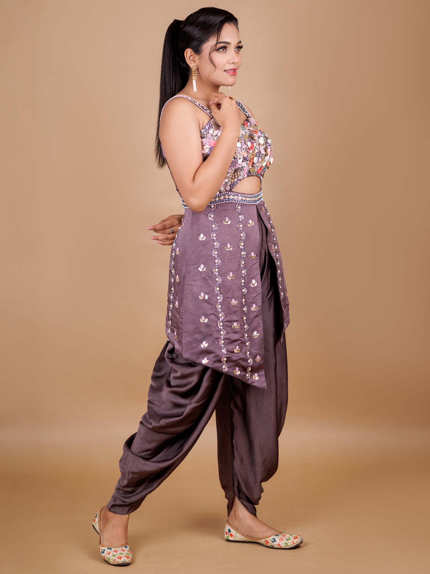 Mattery Purple Dhoti Set