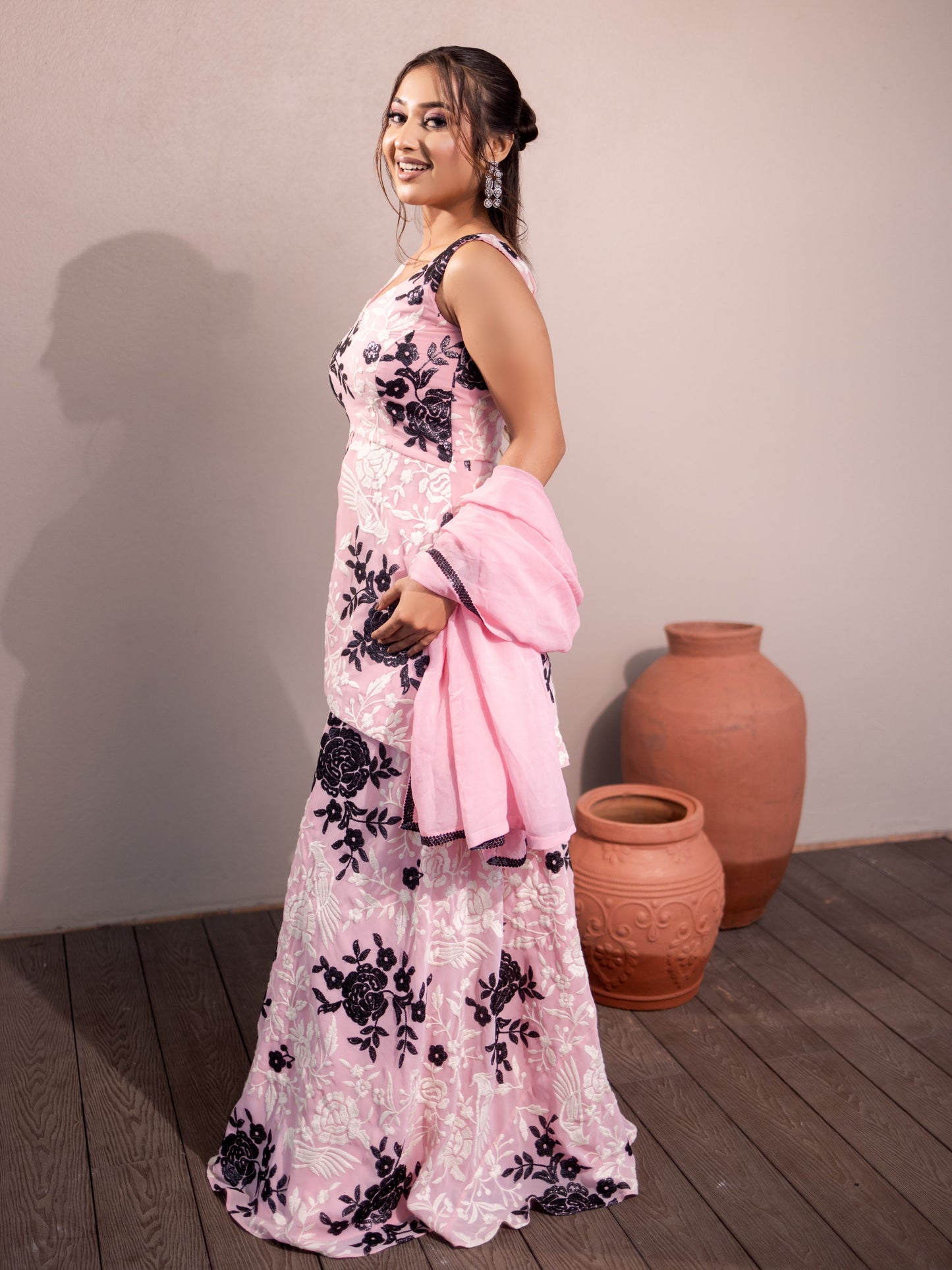 Baby Pink Sharrara Set