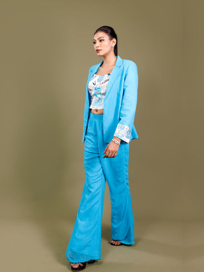 Turquoise Blue Coreset Blazer Set