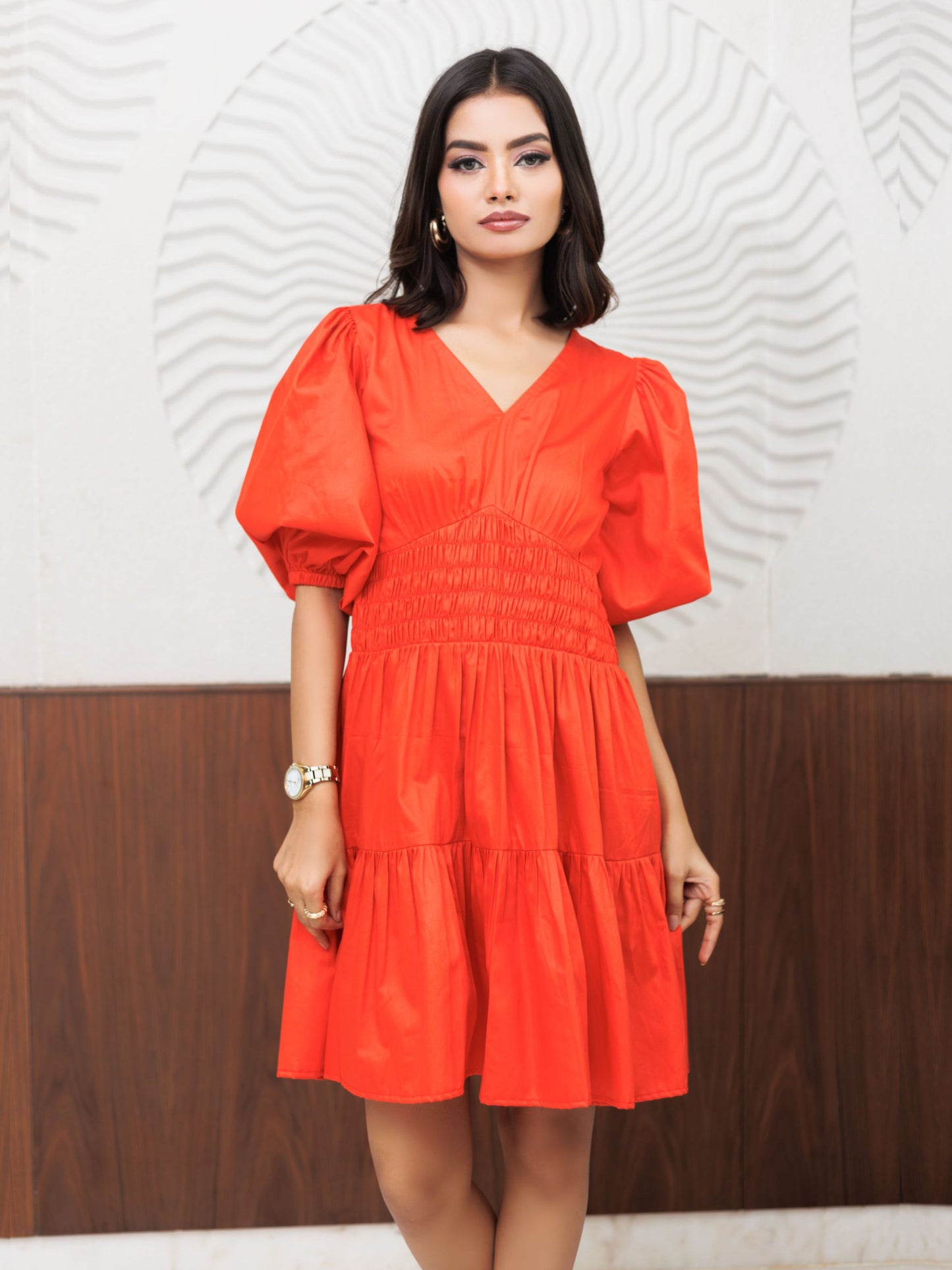 Orange Smoking Short Dress