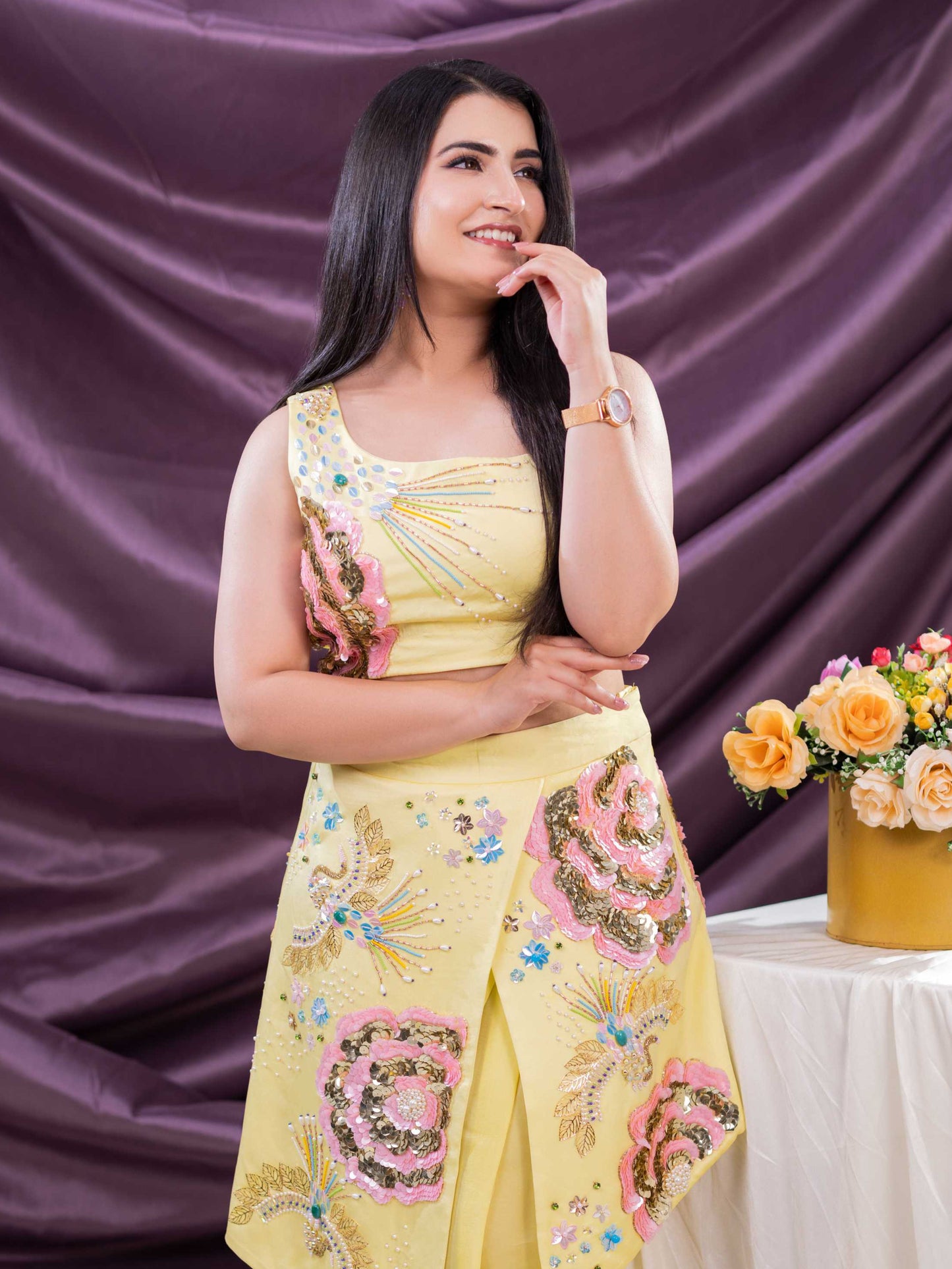 Lemon Yellow Dhoti Set