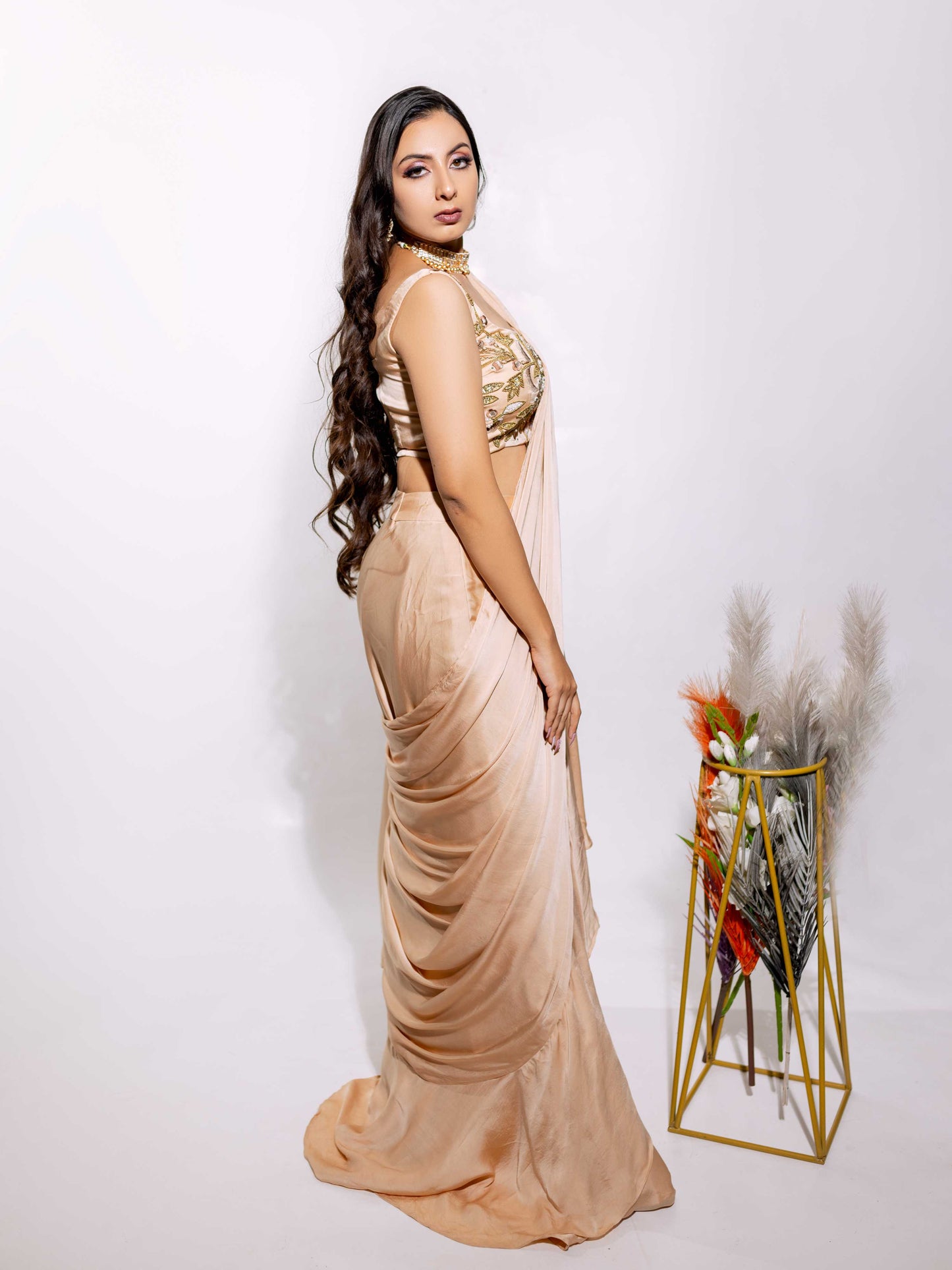 Cream Drape Saree