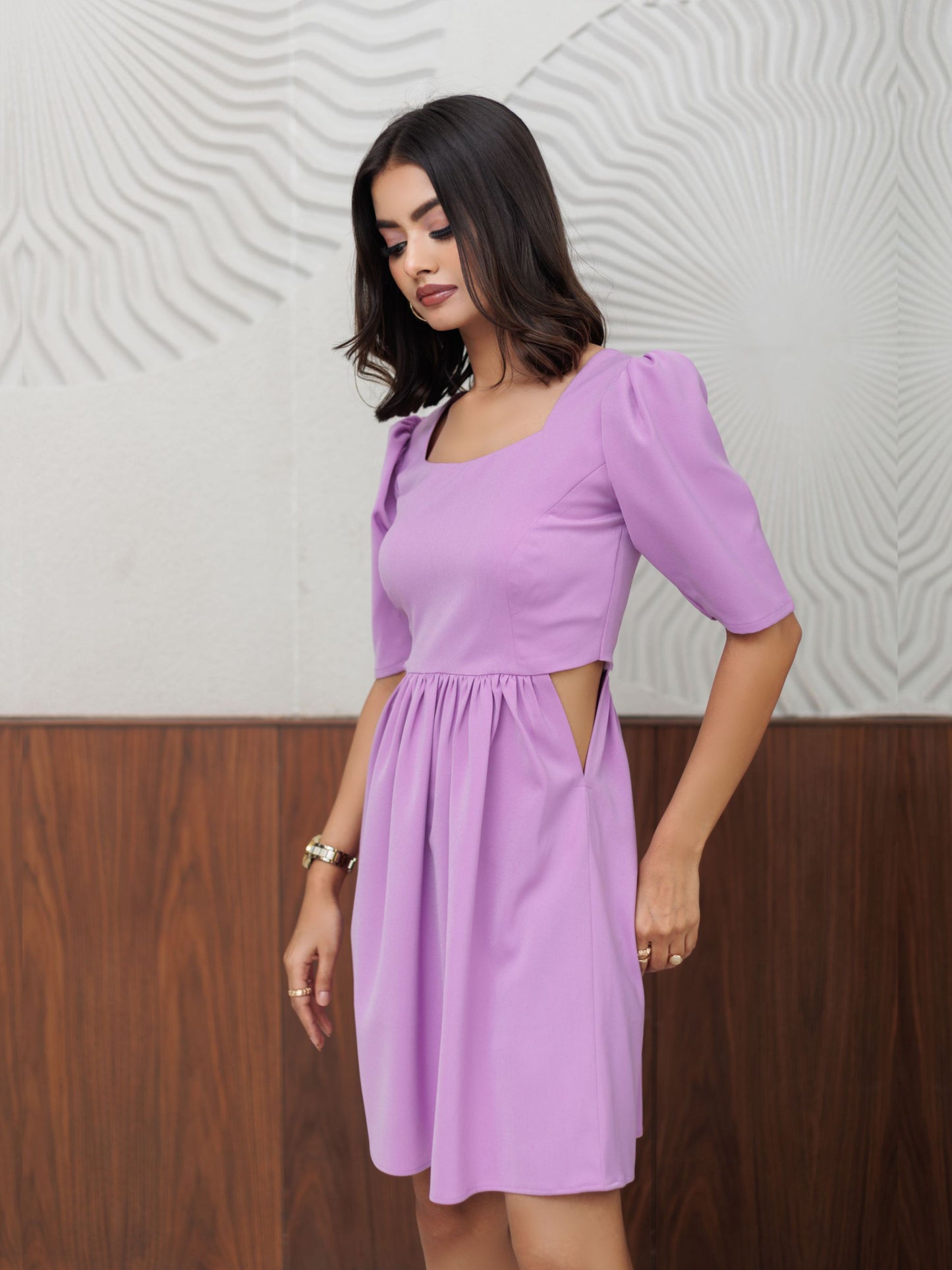 Lavender Cutout Short Dress