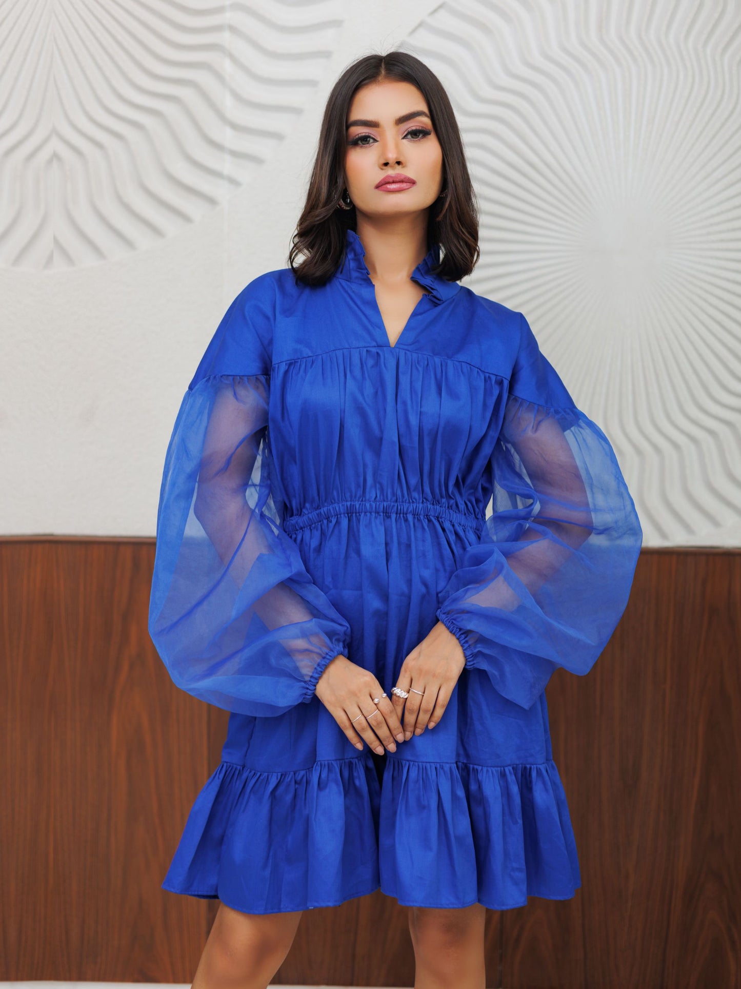 Royal Blue Cotton Short Dress