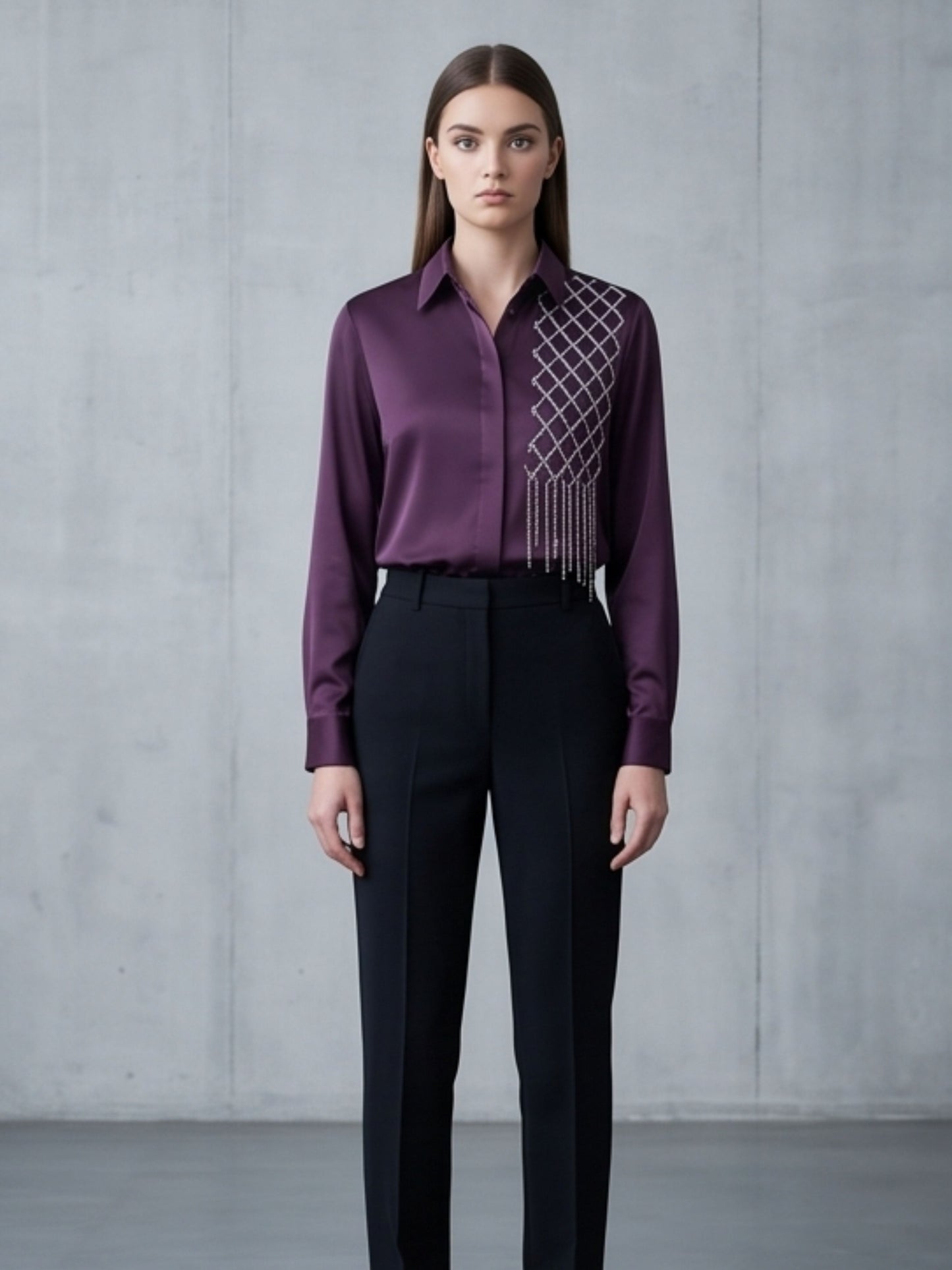 Wine Shaded Embellished SHirt