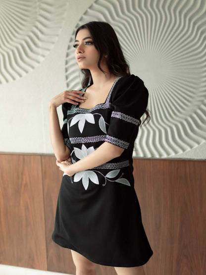 Black Elegant Embroidered Dress