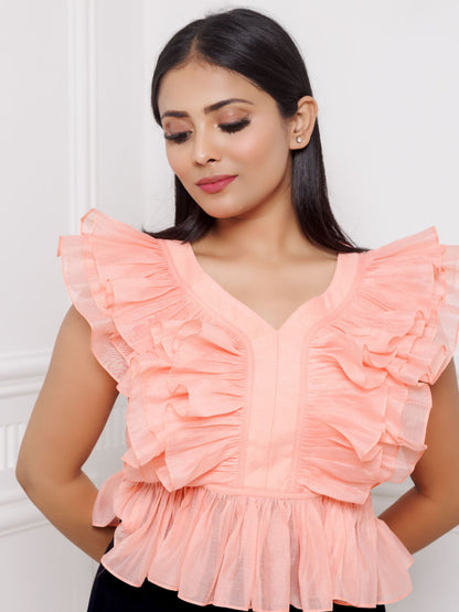 Peach Frill Top
