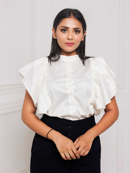 Off White Frill Shirt