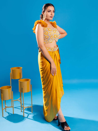 Mustard Yellow Dhoti Top