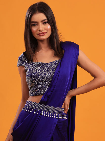 Royal Blue Draped Saree