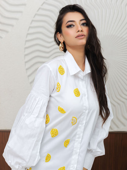 White Lemon Embellished Shirt