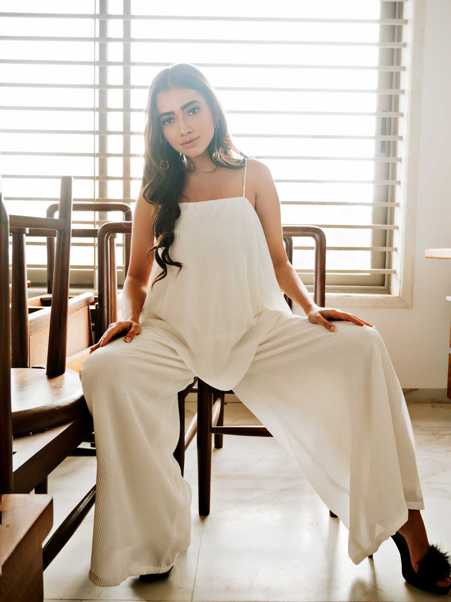 White Pleated Cords Set