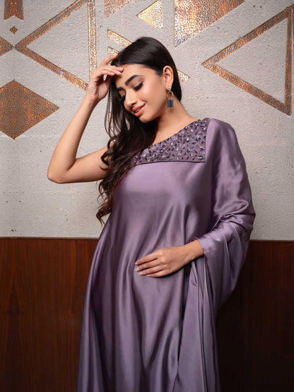 Lavender One Off Shoulder Kurta Set