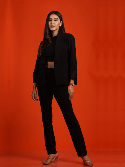 Black Double Collar Blazer