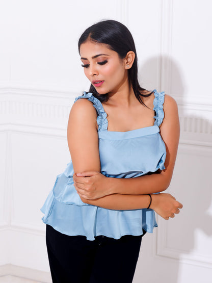 Pastel Blue Satin Top