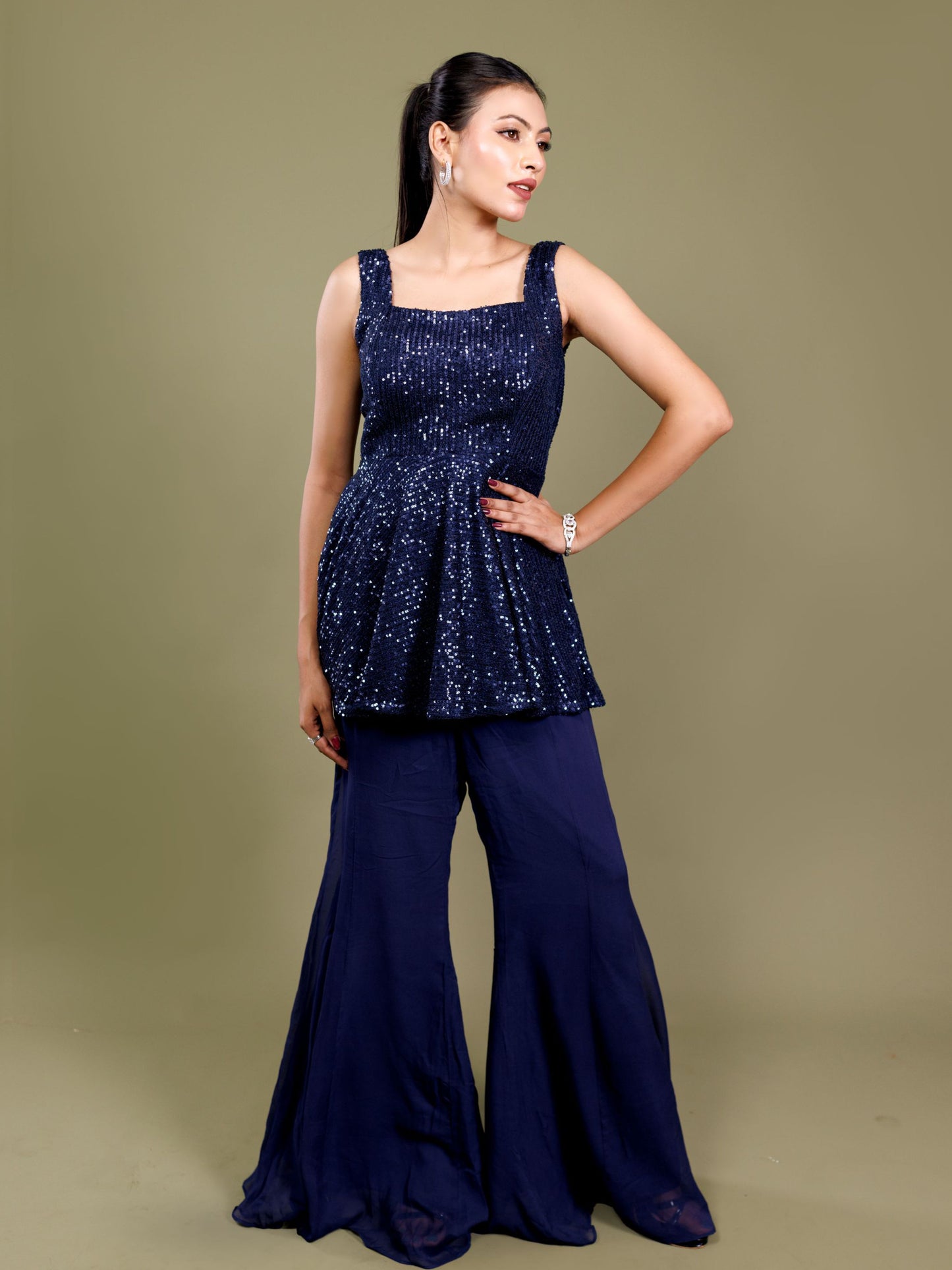 Navy Blue Paplum Set