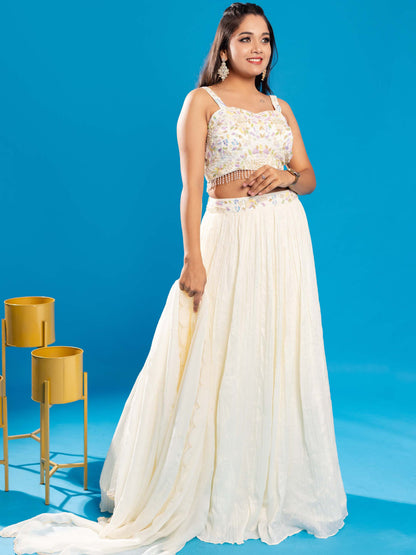 Cream Skirt With Dupatta