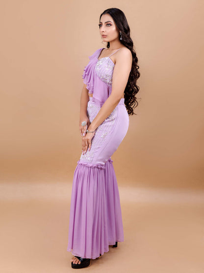 Lavender Embellished Sharara Set
