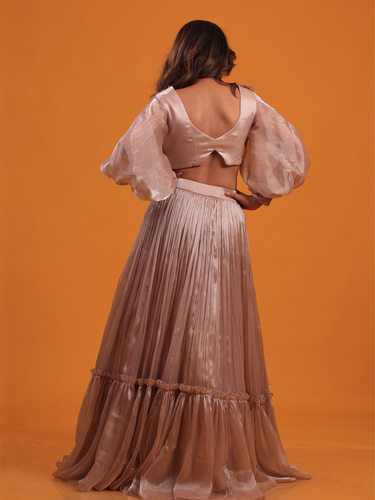 Leaf Embellished Skirt Set