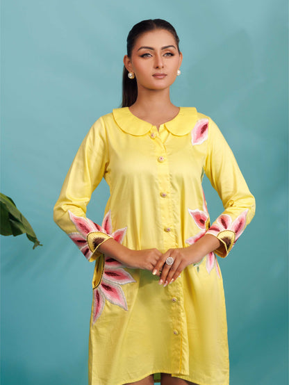 Lemon Floral Shirt Dress