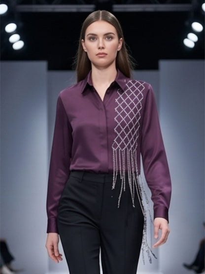 Wine Shaded Embellished SHirt