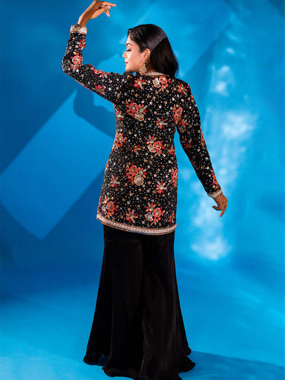 Black Sharara Set