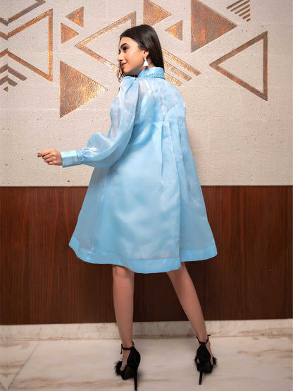 Light Blue Pleated Dress