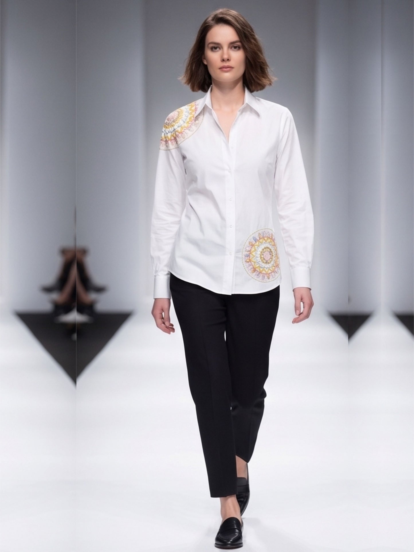 White Mandla Art Cotton Shirt