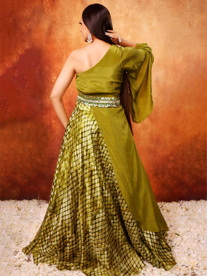 One Off Shoulder Indo Western