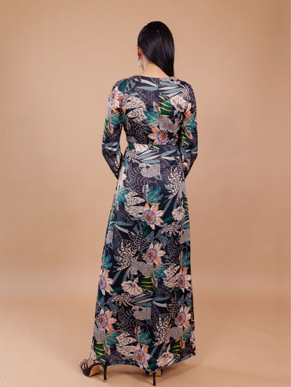 Black Floral Print Maxi Dress