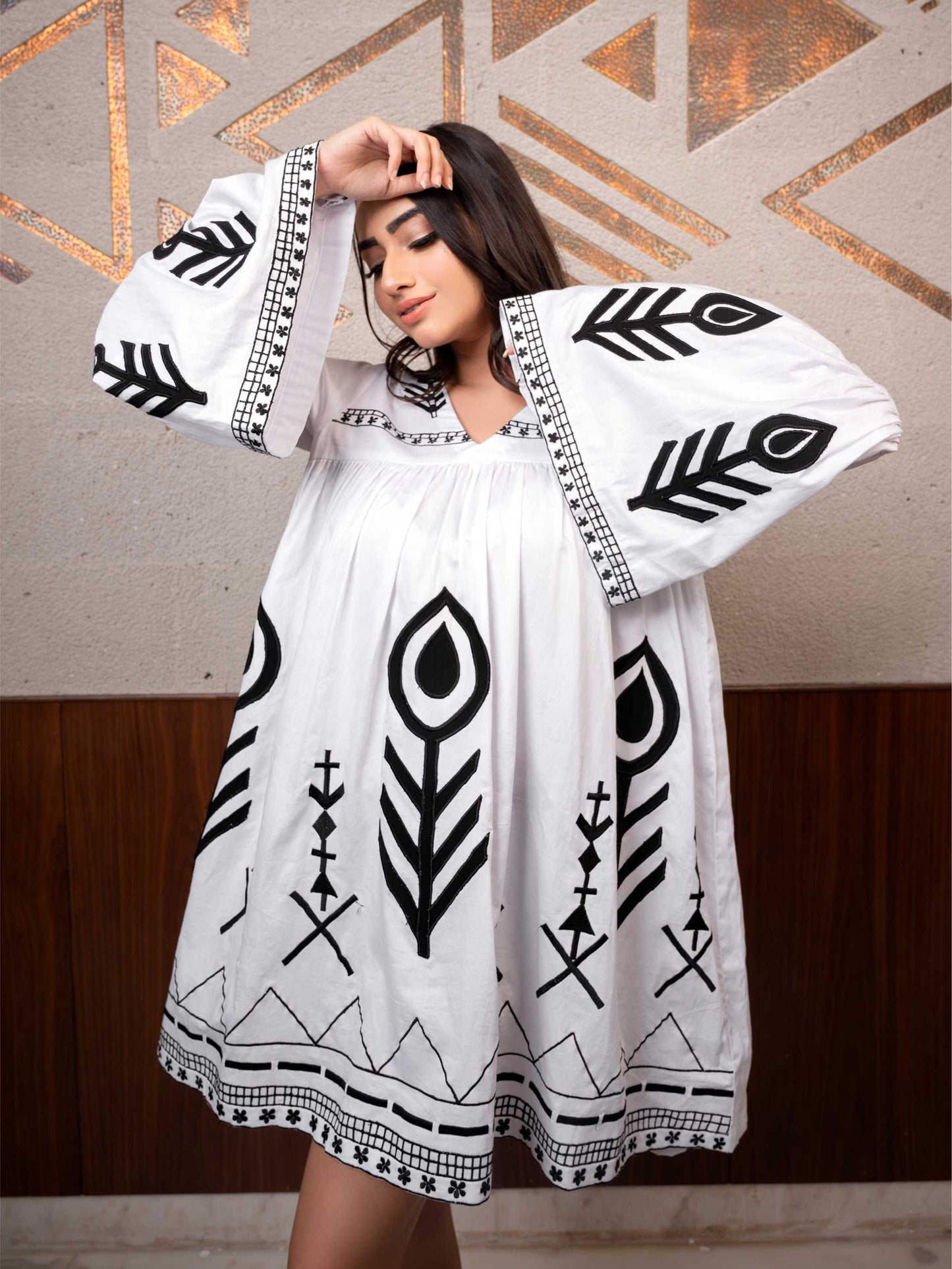 Black White Cotton Dress