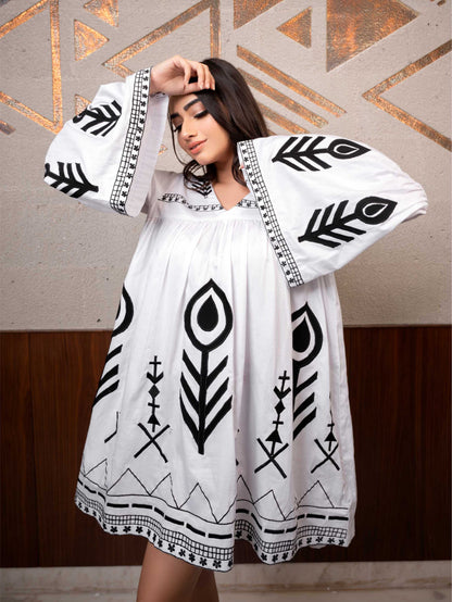 Black White Cotton Dress