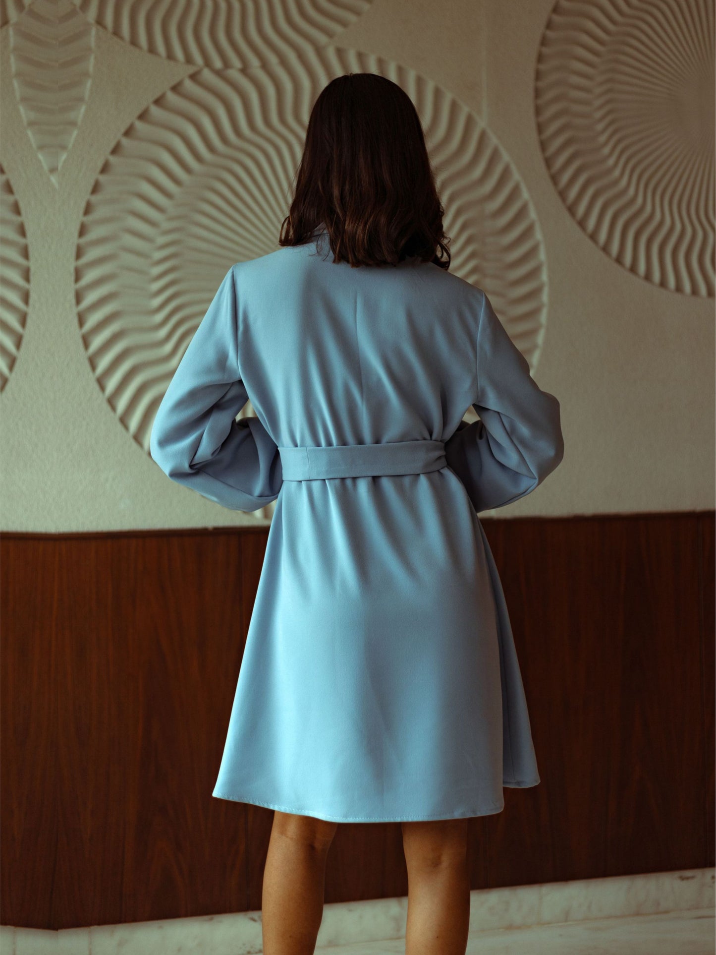 Ice Blue Embellished Blazer Dress