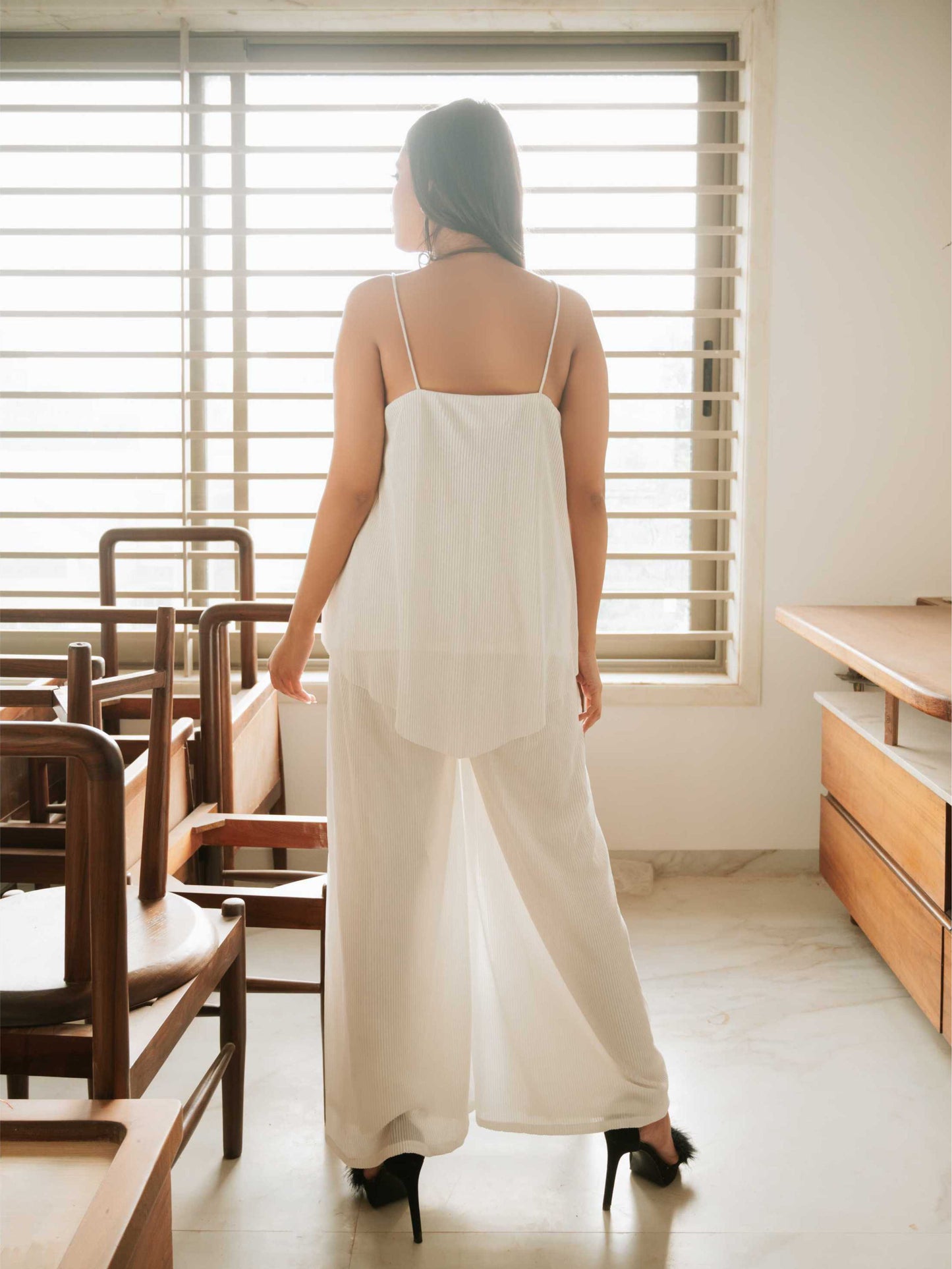 White Pleated Cords Set