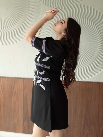 Black Elegant Embroidered Dress