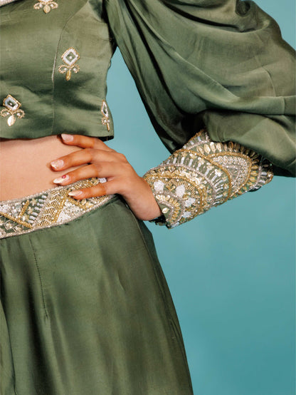 Olive Green Embellished Co-Ord Set