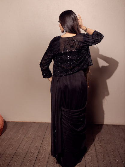 Black Jacket Saree