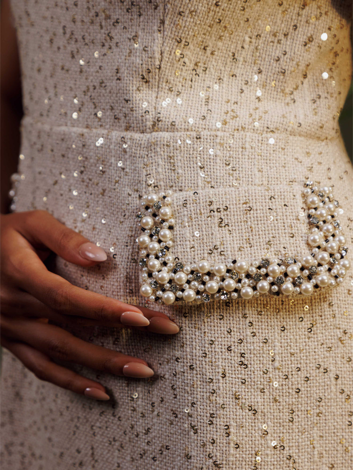 Pearl Off-White Tweed Dress