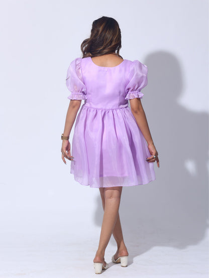 Lavender Organza Mini Dress