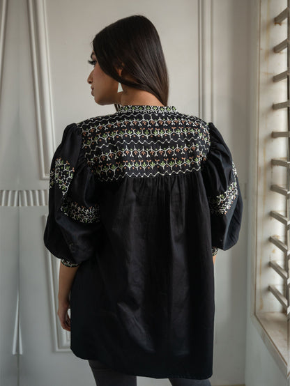 Black Embroidered Top