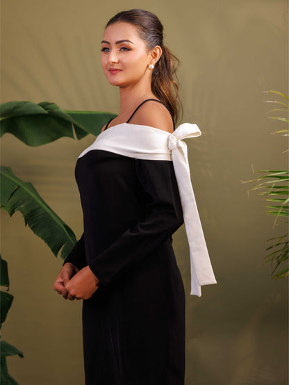 Black & White Off-Shoulder Dress