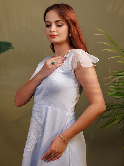 White Floral Appliqué Dress