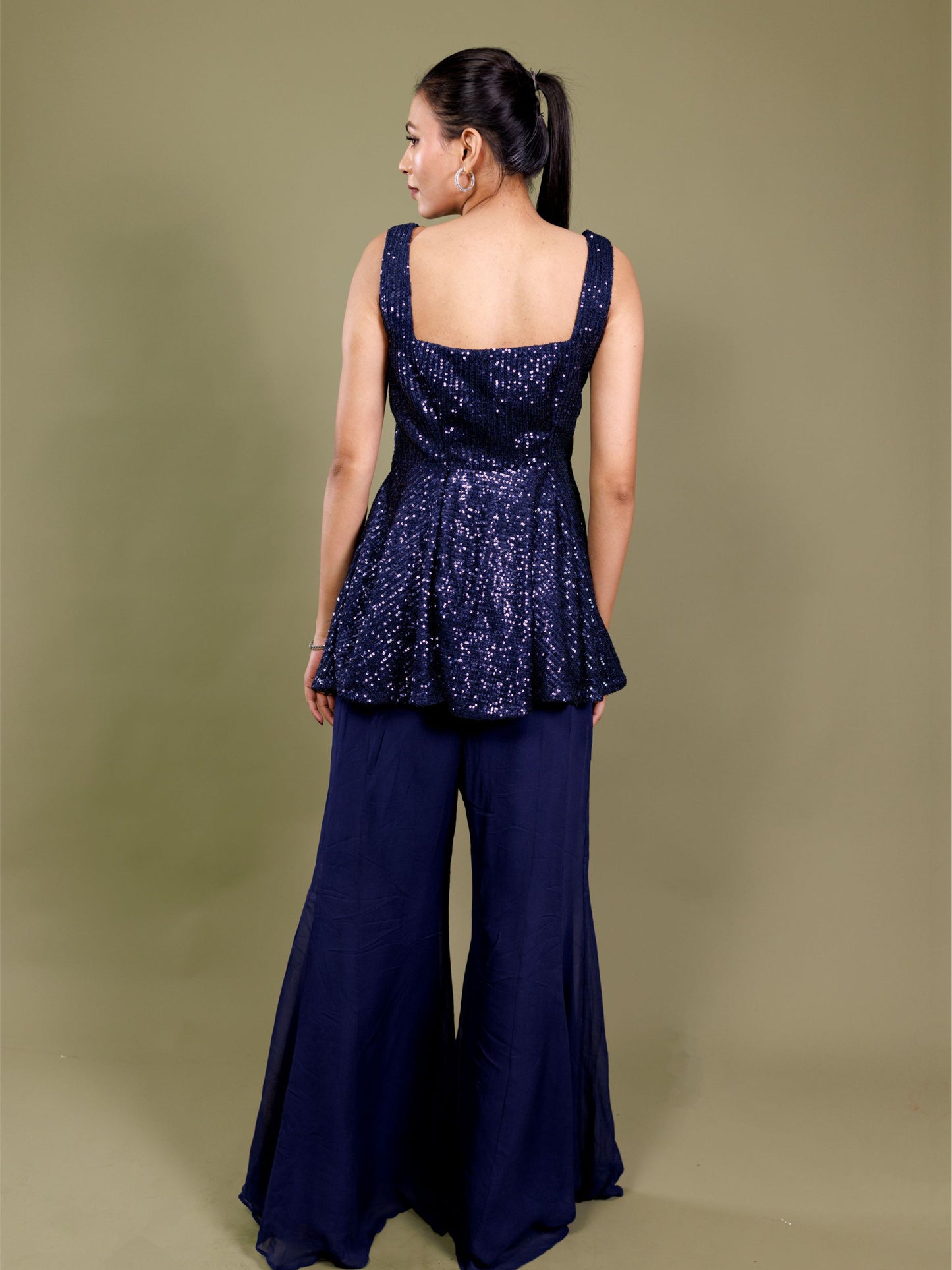 Navy Blue Paplum Set